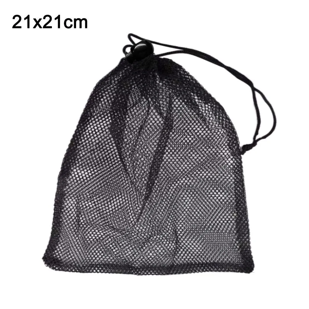New Multi Purpose Drawstring Storage Pouch Bag Nylon Breathable Laundry Bag Black Mesh Pouch