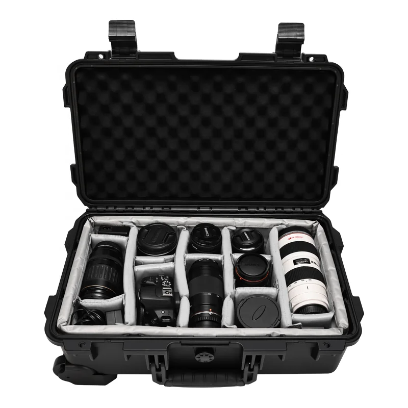 Custom L212X Photographer Camera Accessories Trolley Case Shockproof Waterproof Hard Camera Case With Padded Dividers