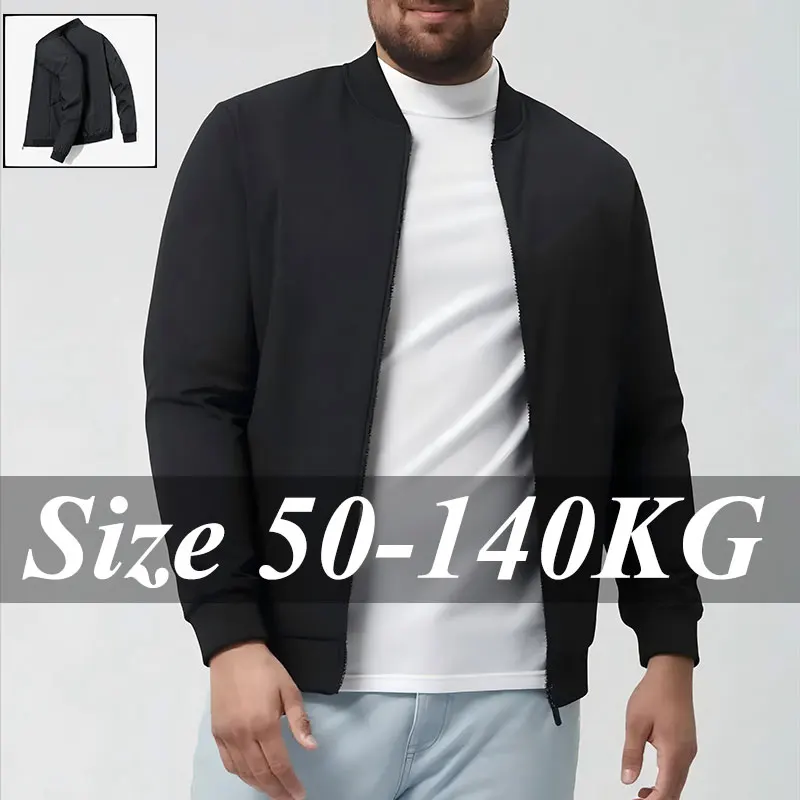 

Autumn Winter Baseball Jacket Men's Plus Size 6XL 7XL 8XL Short Loose Solid Color Men's Business Casual Thin Coat Male Clothing