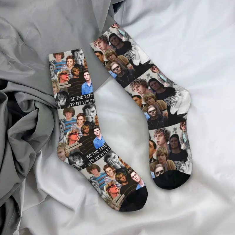 Funny Actor Star Movie Evan Peters Socks donna uomo Warm 3D Printed Sports basket Socks