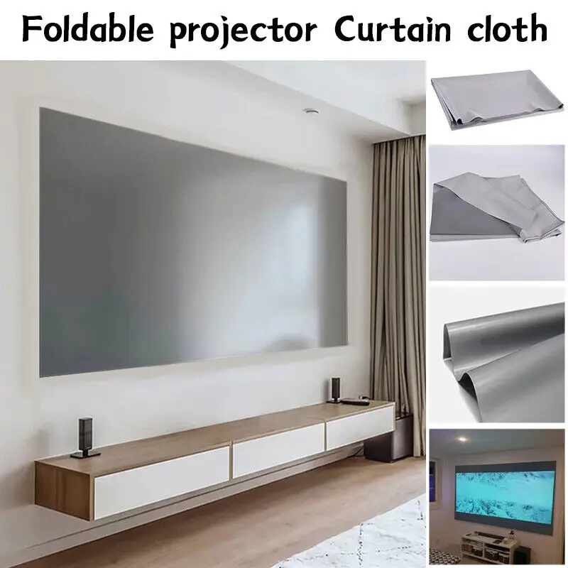 Portable Projector Metal Anti-Light Screen High Brightness Anti-Light Metal Projector Screen 3D HD Movies Screen Curtain