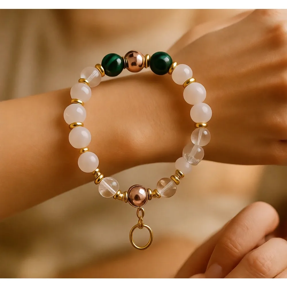 

Браслет из натуральных камней для женщин, обеспечивающий баланс, защиту, духовное успокоение и снятие тревоги, с карточкой с смысловым смыслом.