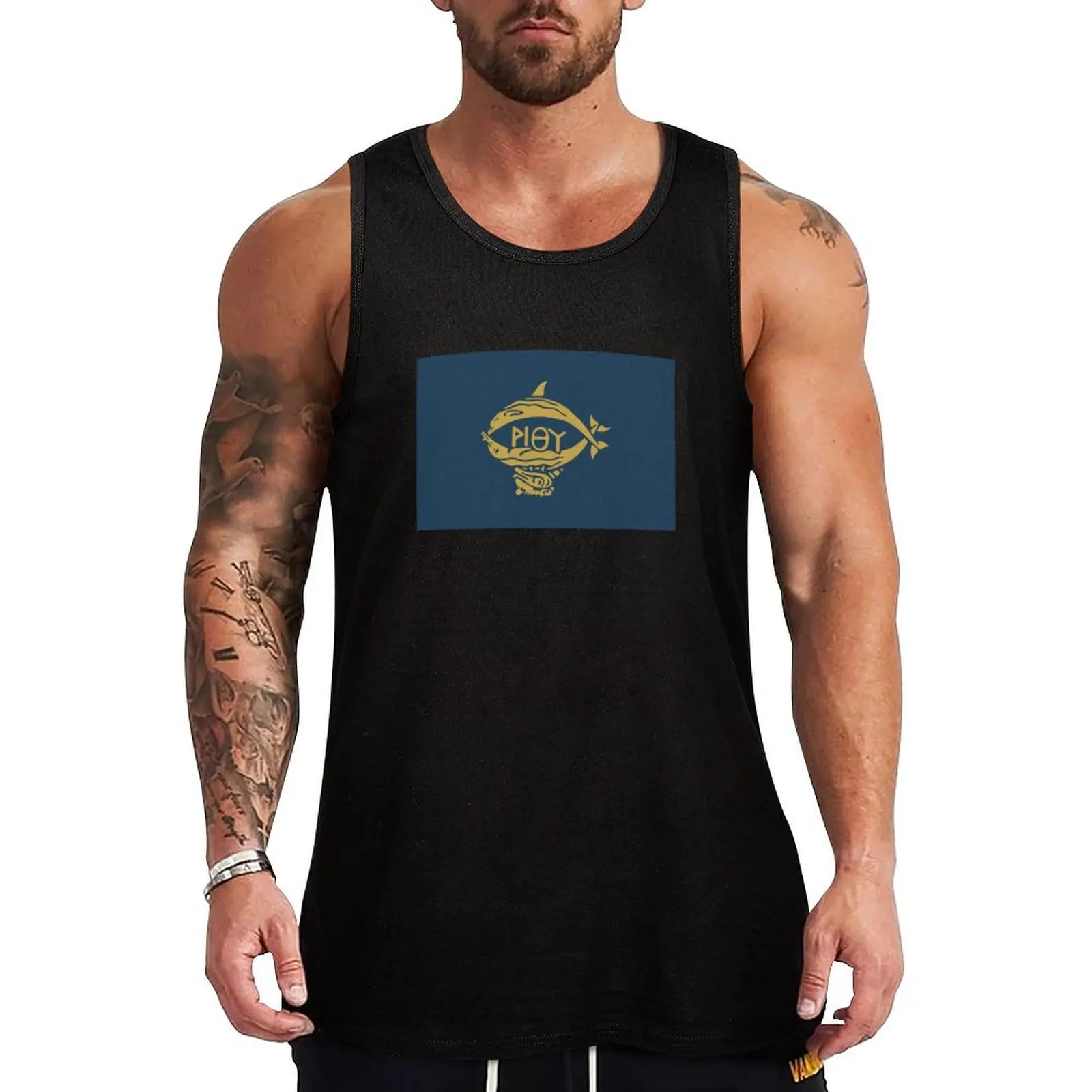 Flag of Rethymno (Crete) Tank Top Man clothes for gym Men's clothing brands gym training accessories cotton t-shirts man