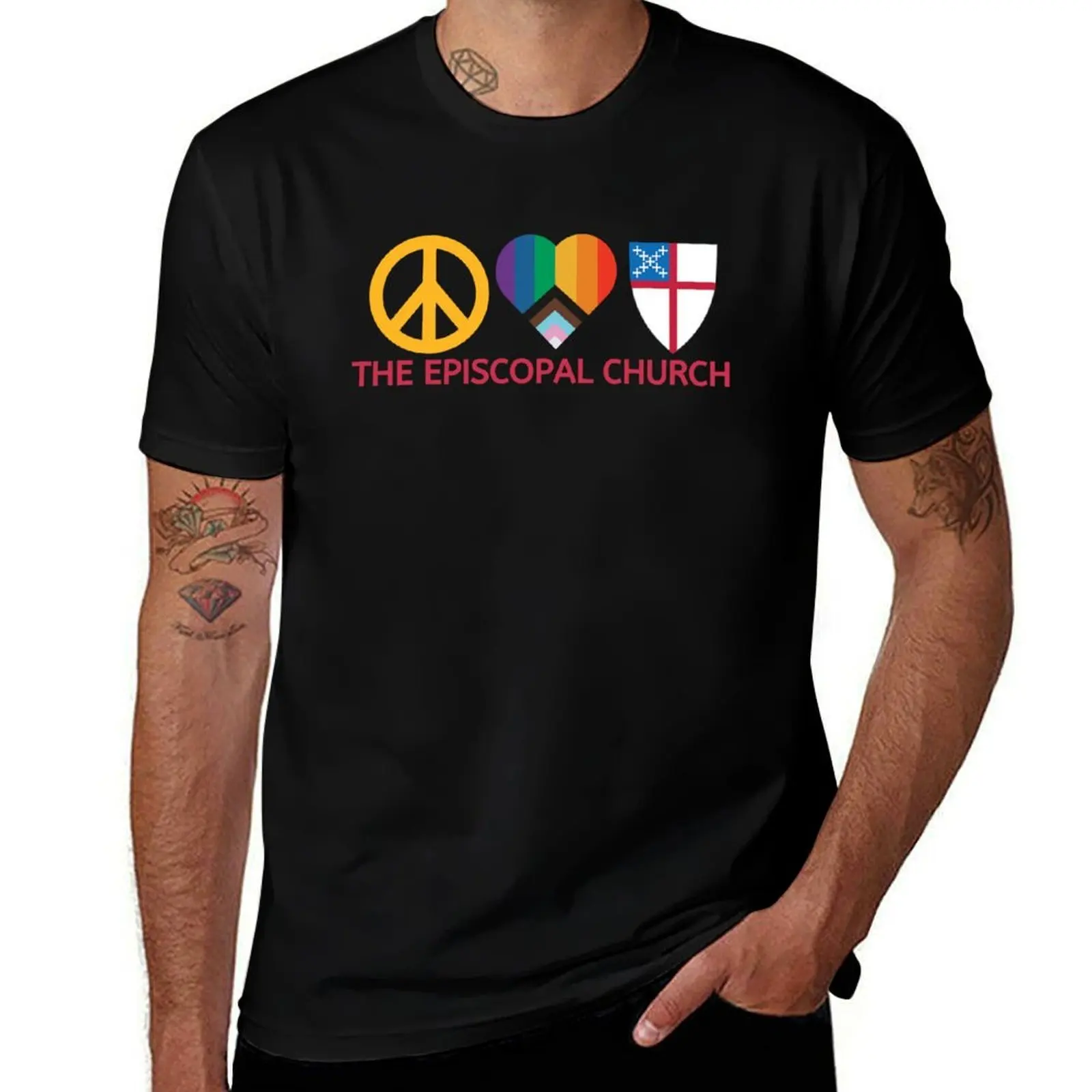 Peace, Love, The Episcopal Church T-Shirt Daily Wear Print T-Shirt