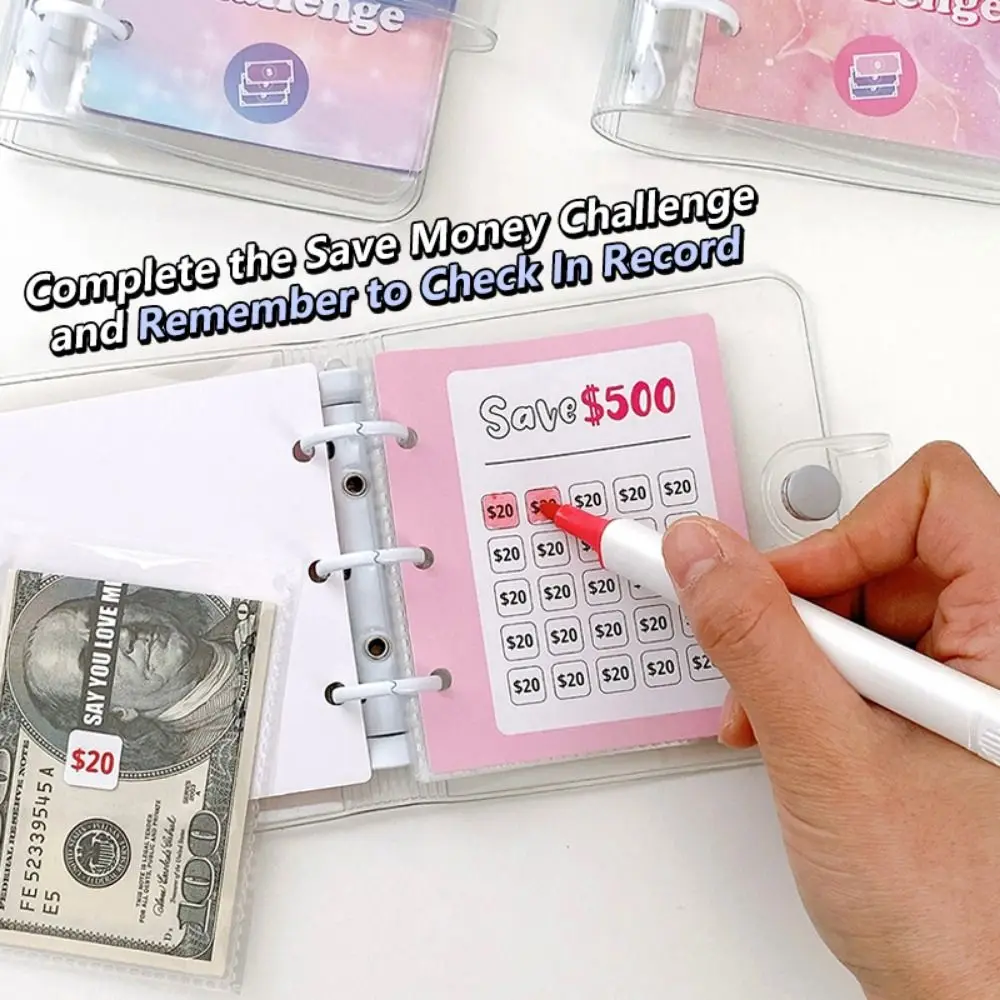 Transparent Savings Challenge Binder Loose Leaf Tear Resistant Envelope Challenge Binder PVC Waterproof Mini Budget Binder