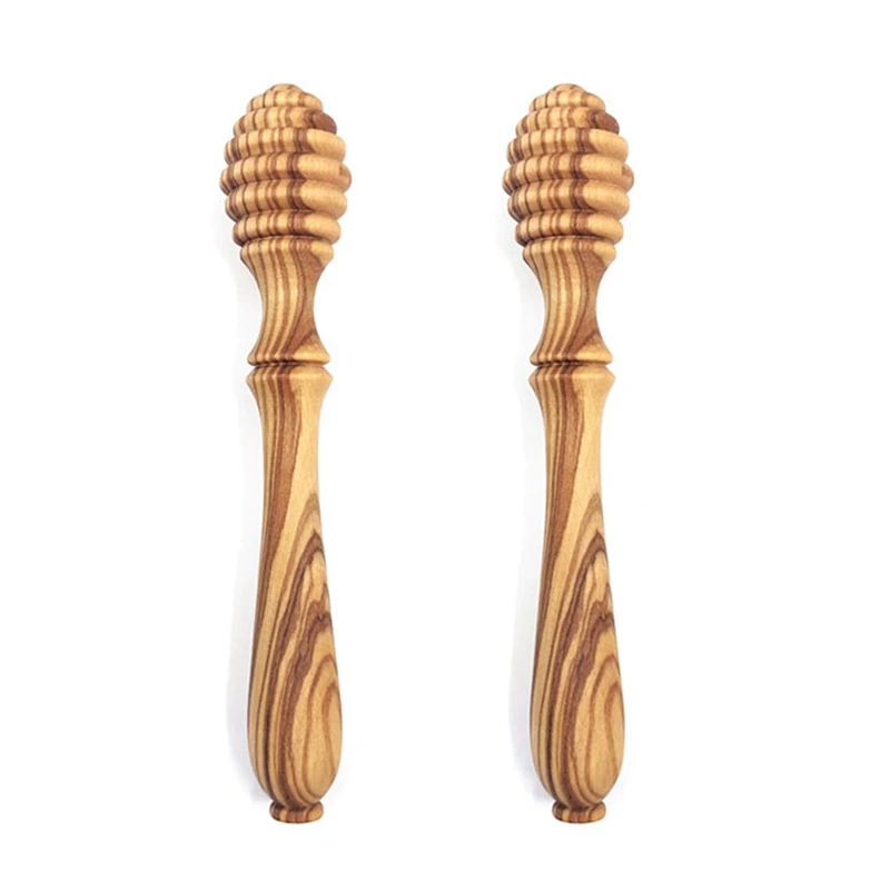 Olive Wood Honey Dispenser 2Pcs- Wooden Honey Dipper Set For Controlled Drizzling - Eco-Friendly Honey Sticks