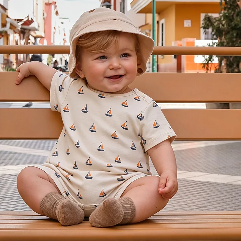 Baby Short Sleeved Romper Cotton A-class Summer Newborn Clothes Baby Summer Clothes Thin Climbing Clothes for Going Out
