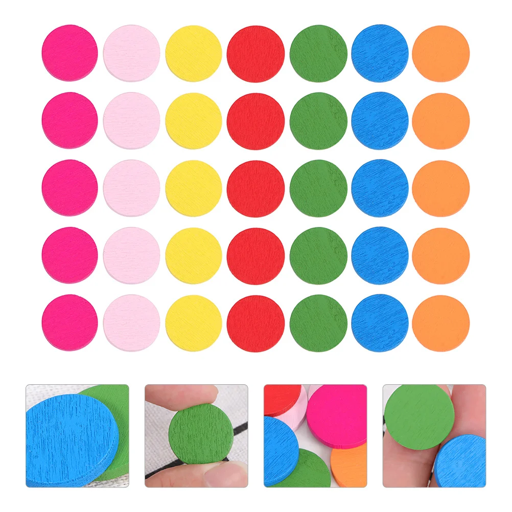 

200 Pcs Disc Math Teaching Aids Wood Learning Plaything Educational Toy Children Tool Round Wafer Colorful