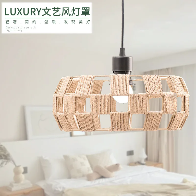 

Lampshade Boho Cover Unique Lighting Decorative Creative Pendant Light Woven Lamp Paper Shade Artistic Handmade Chic Fixture