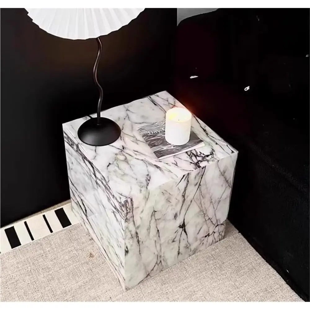 

Прозрачный акриловый приставной столик с мраморной столешницей, универсальный для гостиных, 11,8 кв. футов