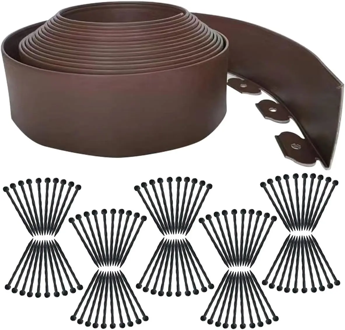 

Гибкие садовые бордюры 66 футов, коричневые ландшафтные ограждения с 100 колышками, очень высокие пластиковые ограждения для газона высотой 4 дюйма