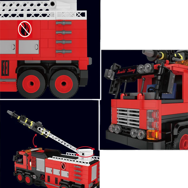 モールドキング都市救助消防車モデルビルディングブロックキットエンジニアリング車両シリーズ組み立て済みコレクタブルおもちゃ子供ギフト752個