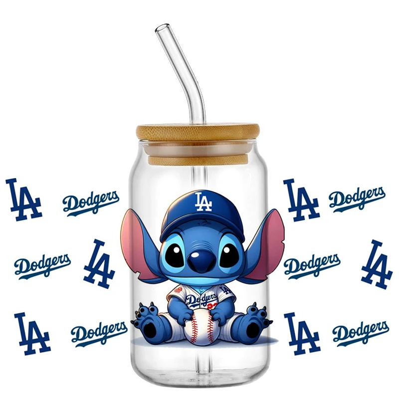 Miniso stitch baseball kitty Straight Skinny Tumbler Wrap UV DTF Cup Wraps Custom Labels Transfer Sticker Waterproof Logo