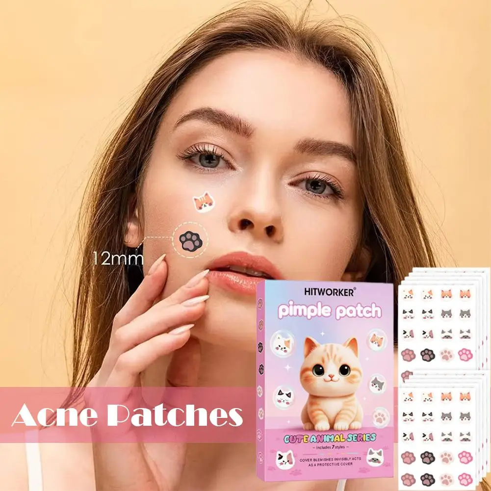 200 pçs dos desenhos animados gato acne remendos cobrir marcas de acne bonito facial acne adesivos ultra-fino e respirável ferramenta de cuidados com a pele