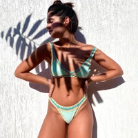 Green Crochet Bikini 2026 Bandeau Biquini Women Sexy Swimsuit Push Up Swimwear Female Low Waist Swim Suits Bathingsuit Beachwear 3