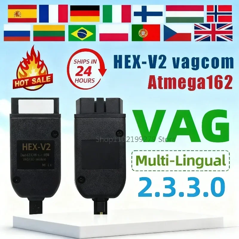 NEW  VCDS VAGCOM Interface VCDSCAN HEX V2 Update 23.3.3 FOR VW For AUDI Skoda Seat Multi-Language Car  Diagnostics Tools