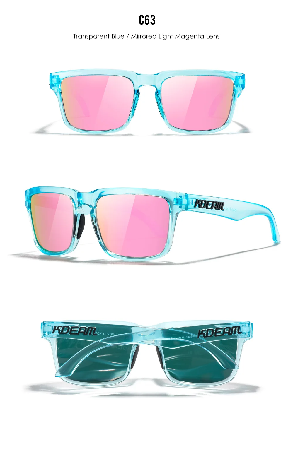 KDEAM Neue Farben Klassische KD332 Quadratische Polarisierte Sonnenbrille Für Männer Und Frauen Reisen Sonnenbrille Mit Fall Für Einfache Tragen – Detail 17