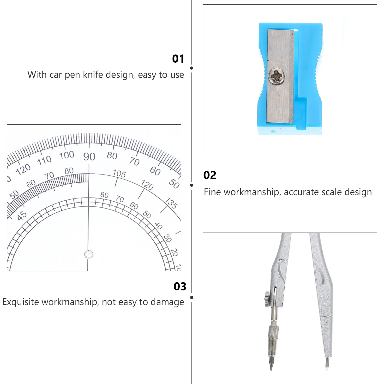 

Drafting Kit Protractor Ruler Compass Set Plastic Iron Tools Students Engineers Artists Architects Designers School Drawing