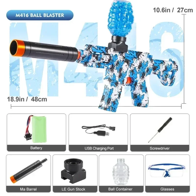 Pistolet Blaster électrique M416 – Jouet de fléchettes en mousse rechargeable pour enfants et adultes (fléchettes non incluses)