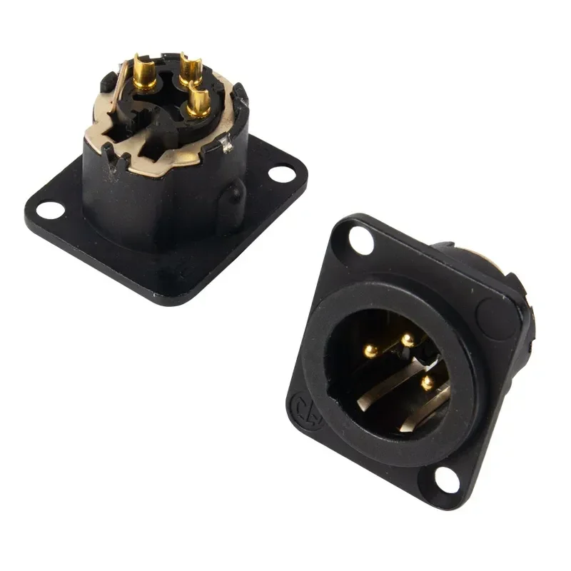 Neutrik NC3MD-LX-B XLR Male Connector 3 Pin Gold Plated Balanced Audio Socket for Microphone Mixer Stage Equipment Black