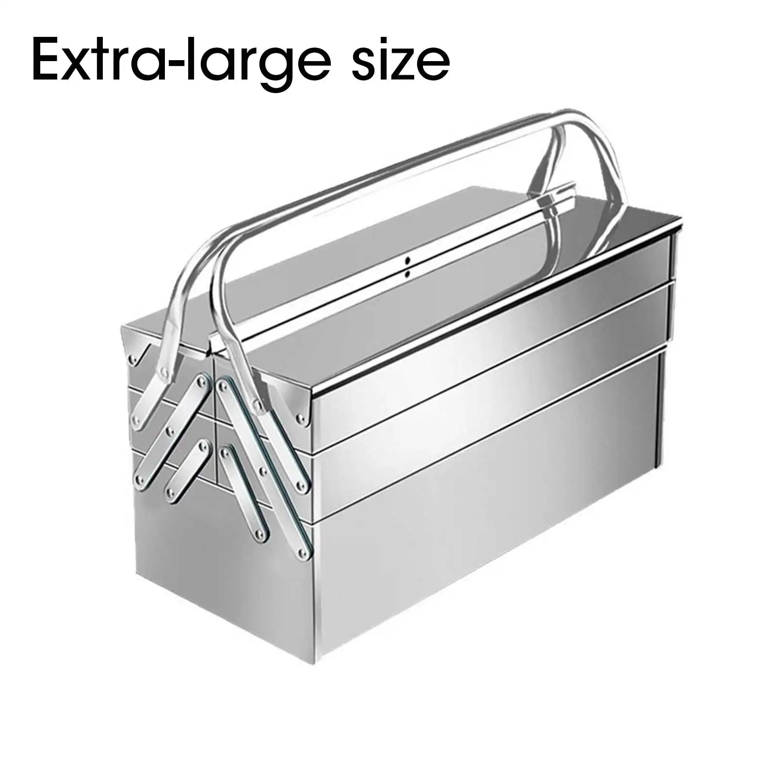 Metal Tool Box 2-Layer 5-Tray Portable Folding Tool Chest Organizer with Handle Toolbox for Warehouse Repair Shop