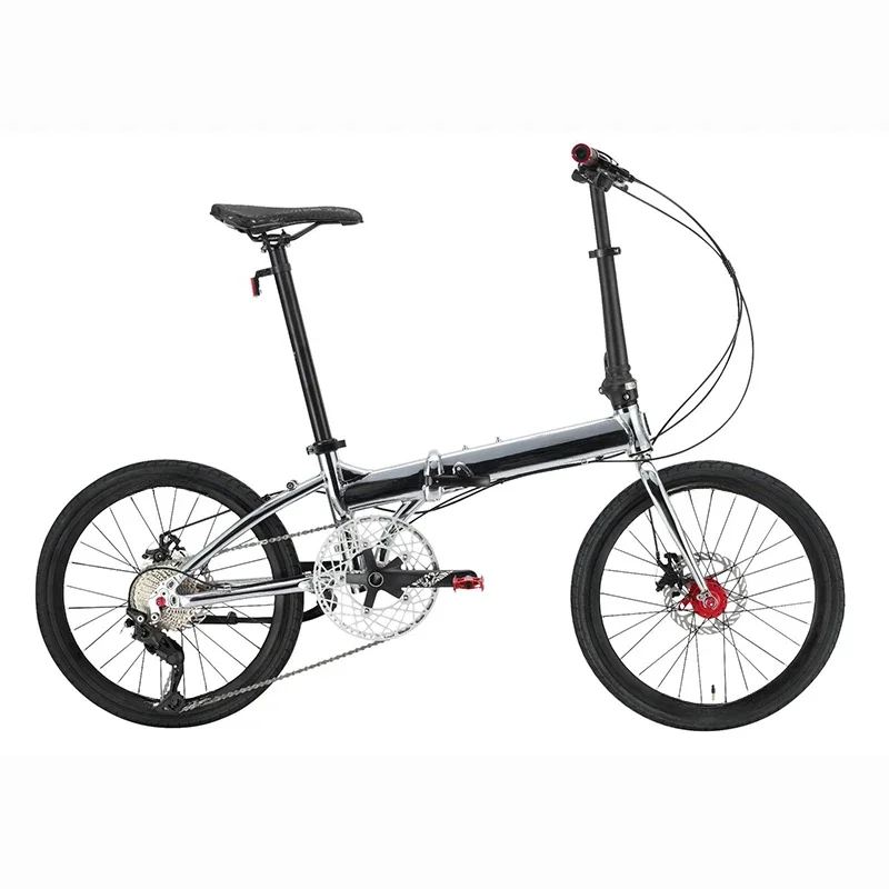 

20/22 inch folding bike straight tube 10 speed aluminum alloy disc brake 451 wheelset electroplated rainbow gold folding bicycle