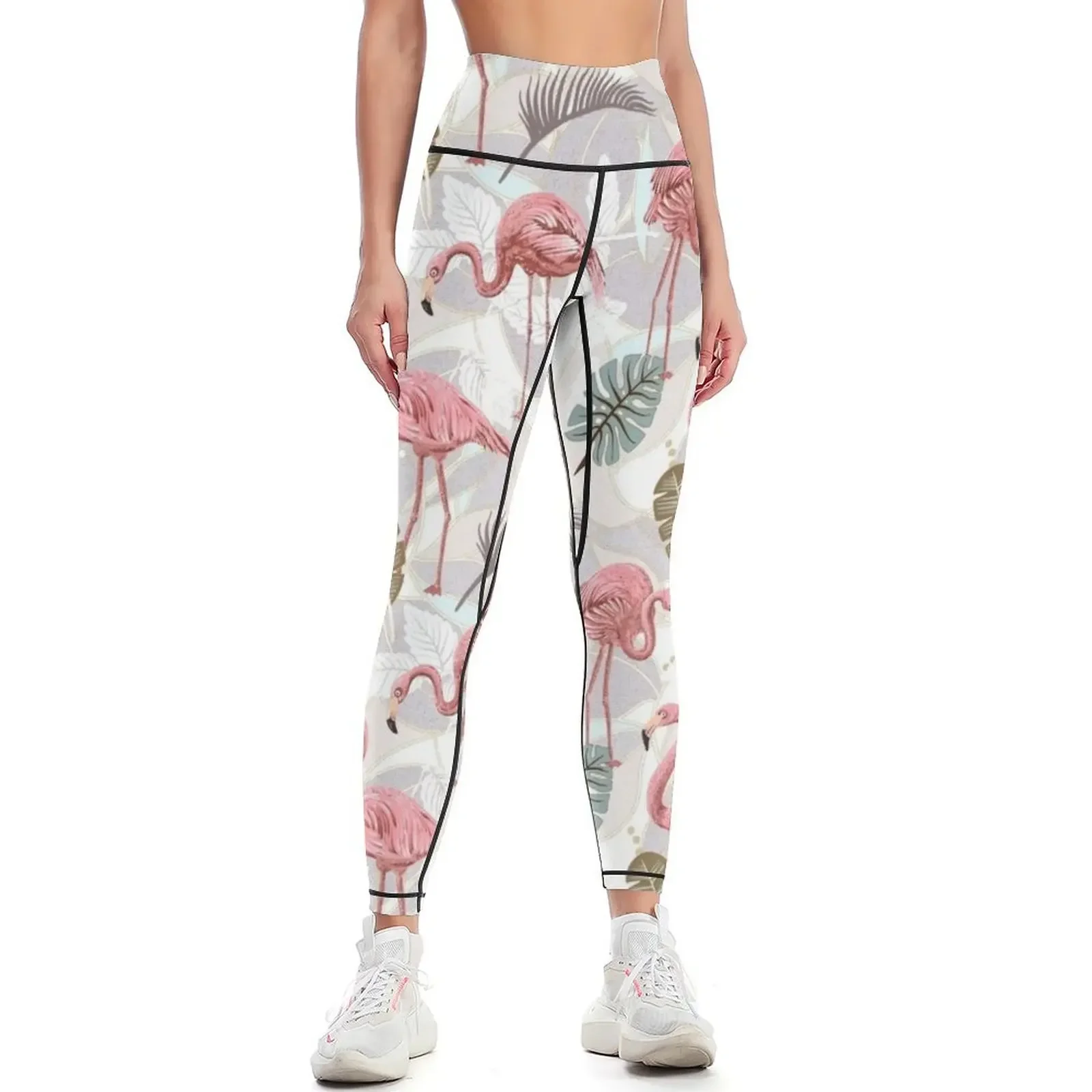 

Abstract Flamingo Leaves Leggings legings for fitness sports for gym gym top Female legging pants Womens Leggings