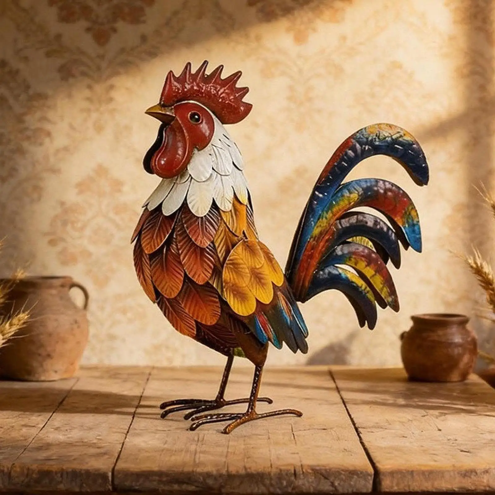 

Уличная металлическая статуя петуха, винтажная железная скульптура для украшения сада, двора, газона, декоративная фигурка