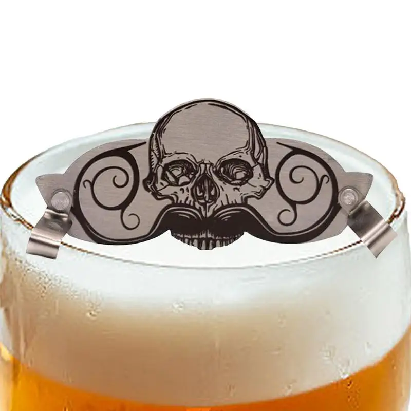 Mustache Drink Guard Stainless Steel Skull Design Cup Mustache Protector Multifunctional Innovative Drinking Supplies for man