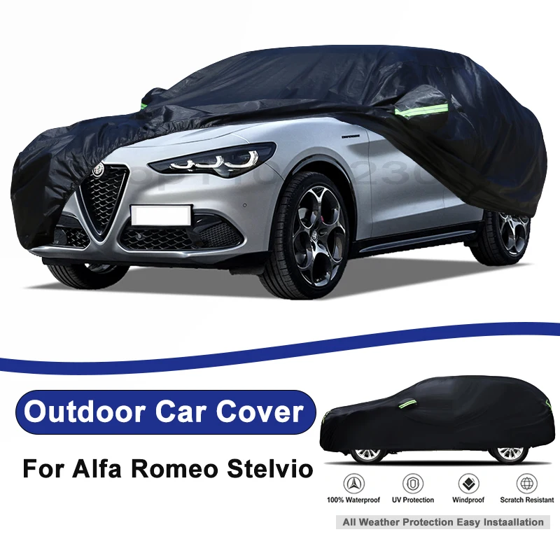 Outdoor Full Car Cover For Alfa Romeo Stelvio with Reflective Strips Waterproof Snowproof Dustproof UV Protection Auto Accessory