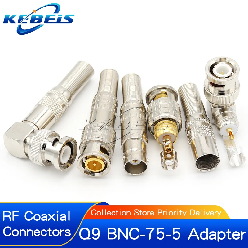 BNC Solderless Connector Q9 HD Video Oscilloscope BNC Male Plug Female Welding Free 75-5 Ohm Monitoring Weldings Cable Connector