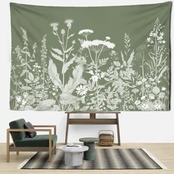 Wildflowers And Plants Tapestry Wall Hanging Minimalist Abstract Art Bohemian Hippie Living Room Home Decor Background Cloth