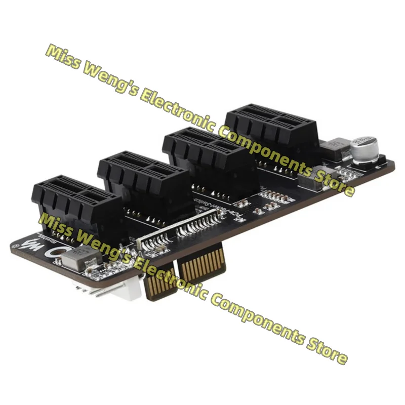 CM4 PCIe Gen 2×1 expansion card 1 drag 4 channels 12V stable operation without driver PCIe-Packet-Switch-4P