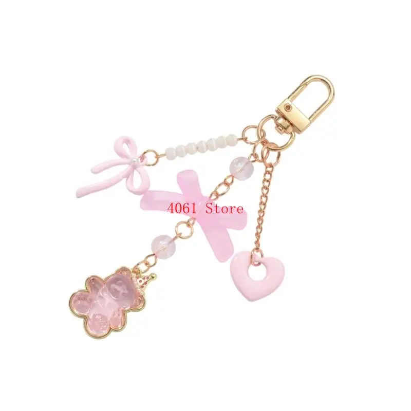 

Эстетические аксессуары для брелков с милыми бантами, брелок с медведем, подвески для сумок, автомобильные брелоки