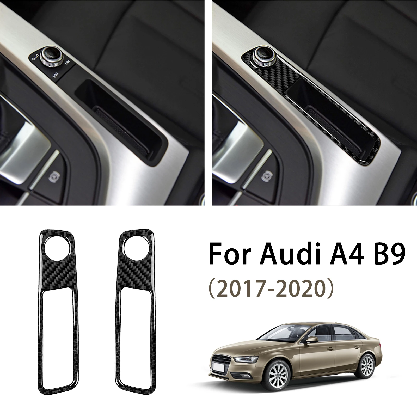 For Audi A4 B9 2017 2018 2019 2020 Carbon Fiber Center Console Volume Adjustment Panel Cover Trim Car Accessories Interiors view 6