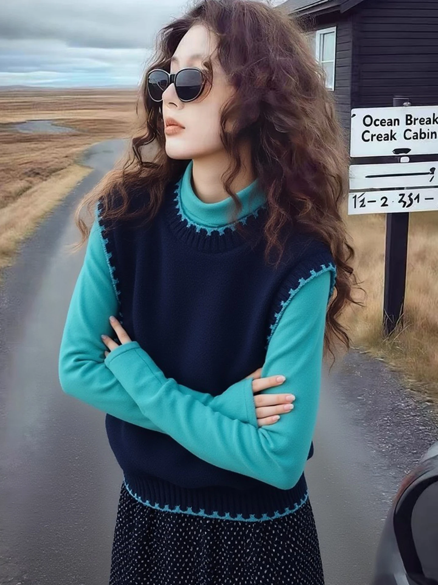 

Casual Knitted Vest 2026 Winter Fashionable Layered Wear Neckline Outerwear Commute Style Young-looking Leisurely Elegant
