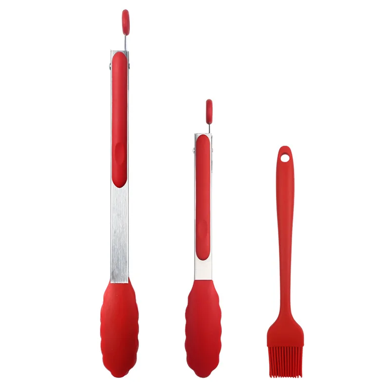 ‌3-Pc Silicone BBQ Food Tongs Set – Grill, Bake, Fry, Flip & Serve, 9