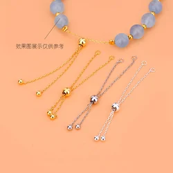 925 Sterling Silver semi-finished DIY chain with silica gel beads adjustable chain bracelet necklace extension chain manual mate