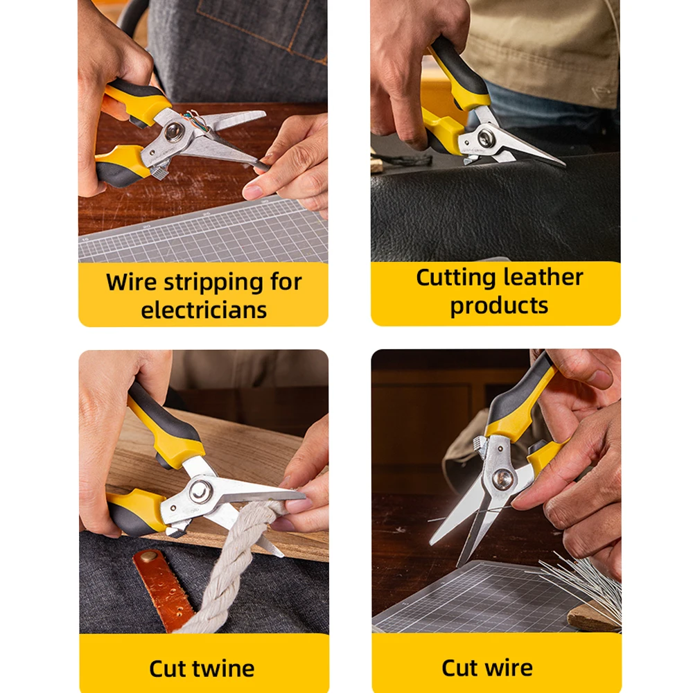 Imagem -05 - Tesouras Deli-eletricista Antiderrapante Cabo Emborrachado Fio Stripper Ferramenta de Mão Multifuncional Doméstica Tesoura pc