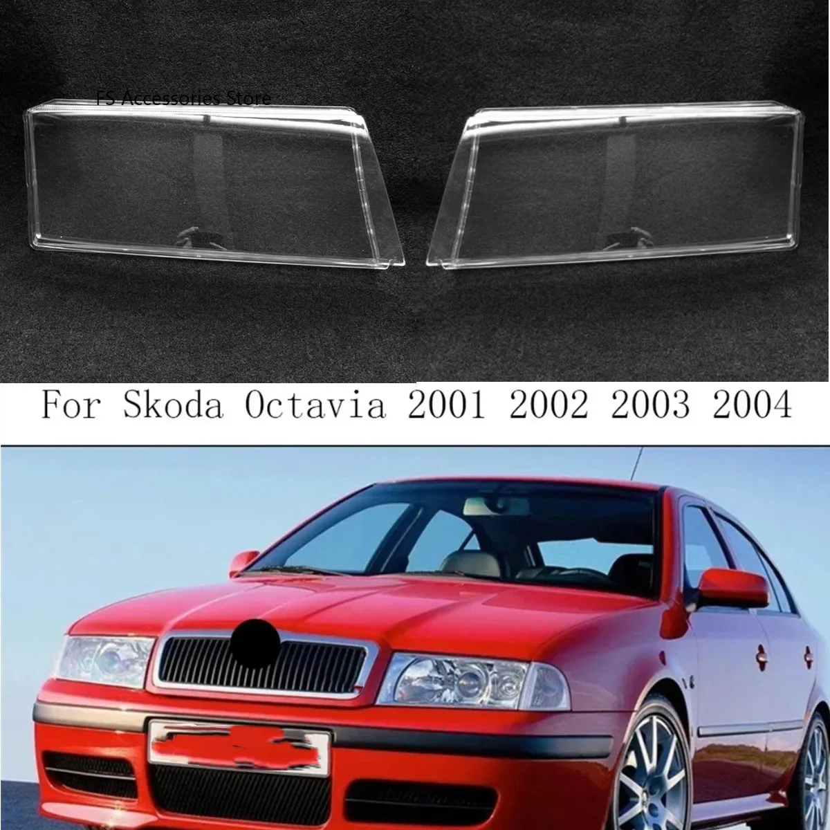 

Pair Headlight Lens Cover For Skoda Octavia 2001 2002 2003 2004 Transparent Lampshade Headlamp Covers Front Headlight Shell