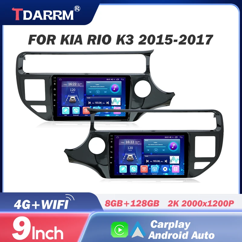 

9 INCH Car DVD Player Dash Fitting Panel Frame Kit Car Audio 2DIN Adapter Wireless Android Auto Radio For Kia RIO K3 2015-2017