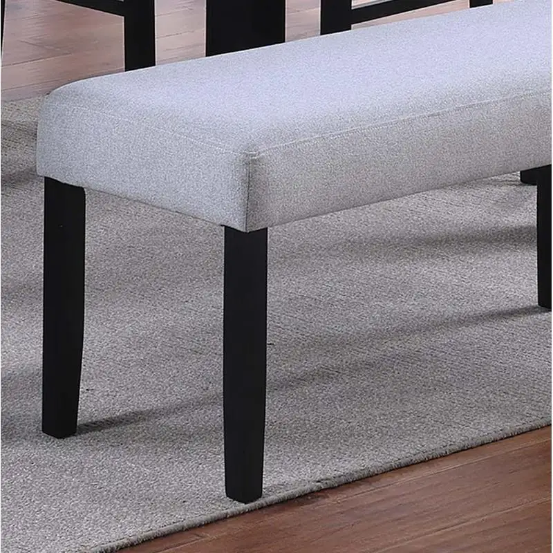 Contemporary Dining Bench with Charcoal Wooden Legs, Soft Fabric Upholstered, Ideal for Dining Room Seating