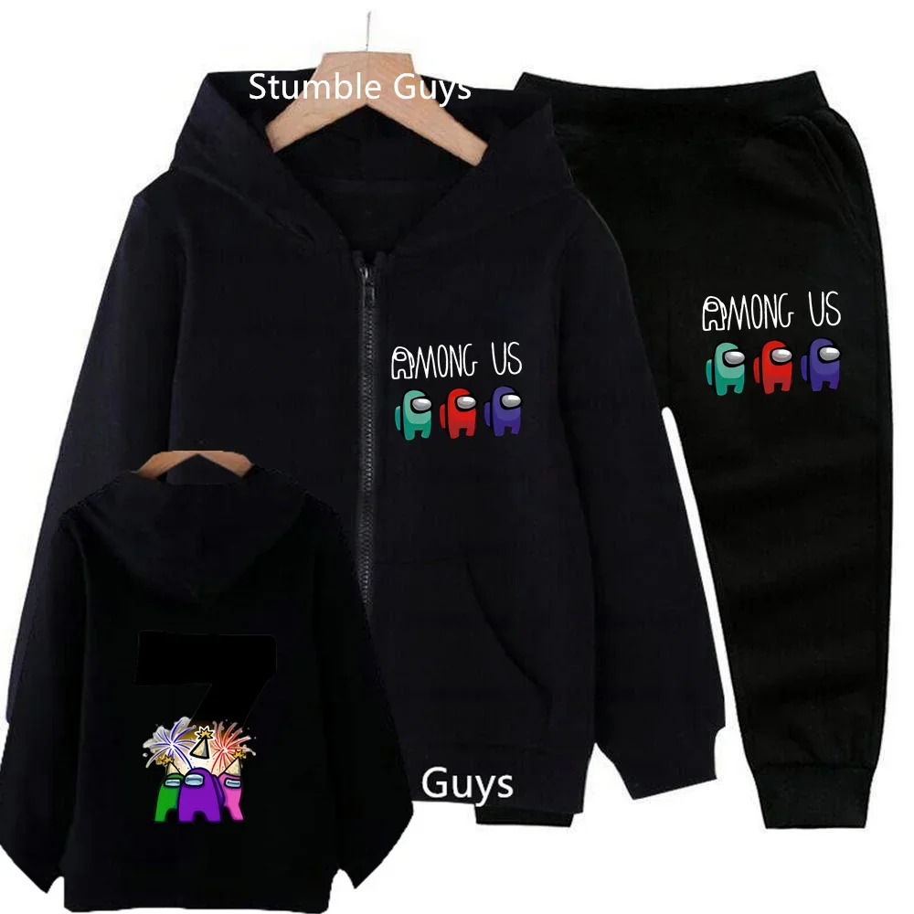 Spring Autumn Impostor 2-13t Zipper Hoodie Set Kids Clothes Girls Anime One Piece Sweatshirt Boys Tops Teen Sonic