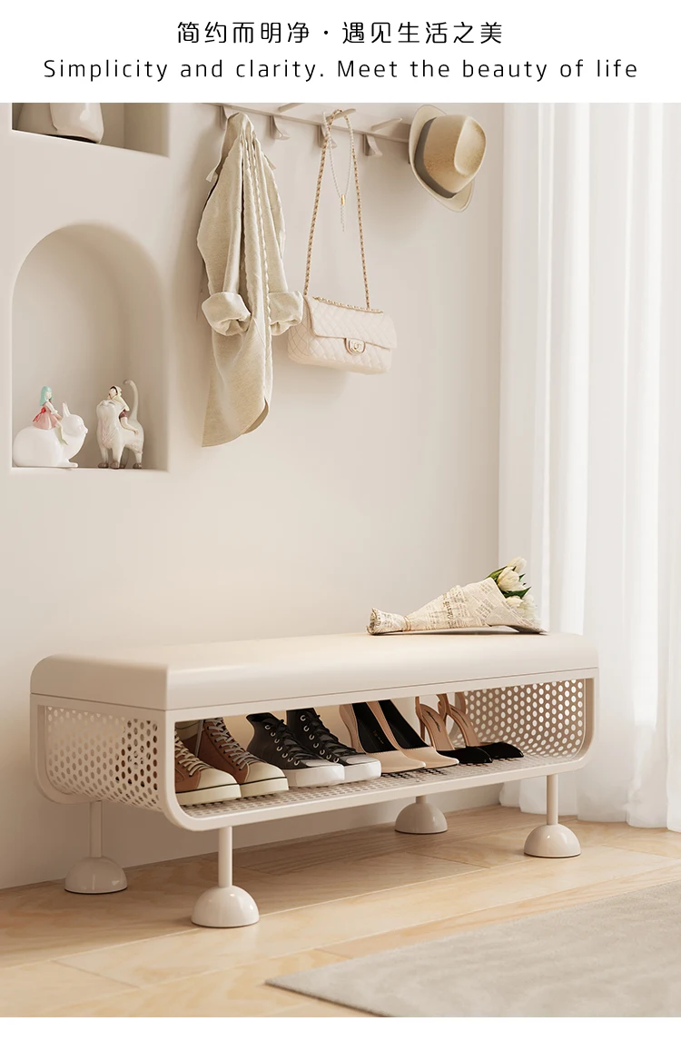 Iron Entryway Shoe Bench with Storage Sturdy Shoe Rack Convertible Seat Shoe Organizer Creative Large Capacity Boot Shelf