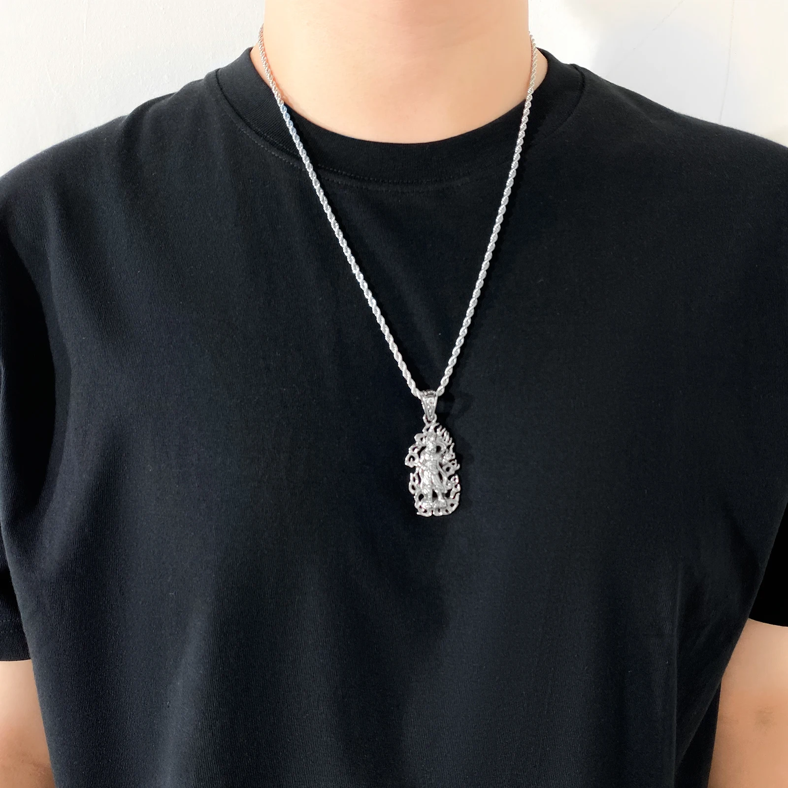 

SDA 316L Stainless Steel Guanyin Pendant Pray Necklace for Unisex