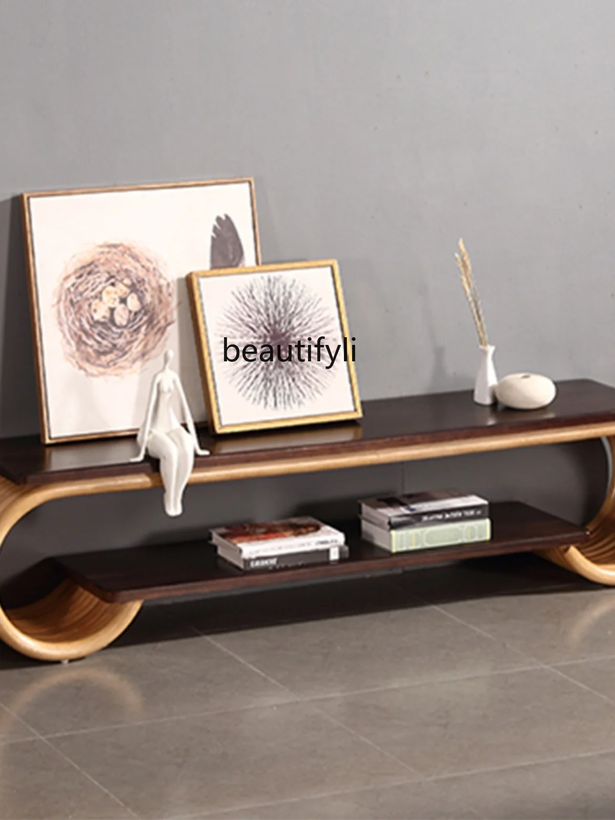 

Minimalist Style Indonesia Imported Real Rattan Teak Solid Wood Living Room Furniture Listening TV Cabinet Furniture