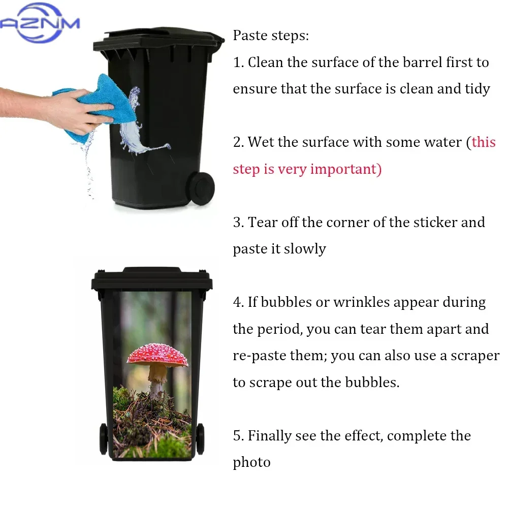 Cool Cat Animal Personality Creative Sticker Outdoor Large Trash Can Removable Cute Koala Dog Art Mural Trash Bin Garbage Deca