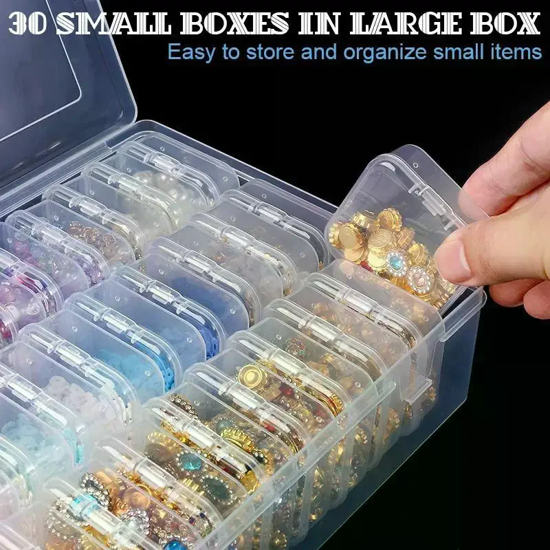 (Storage Organizer Box Set 12/14/15/24/30pcs Small Clear Plastic Bead Storage Containers For Small Items Crafts Jewelry)