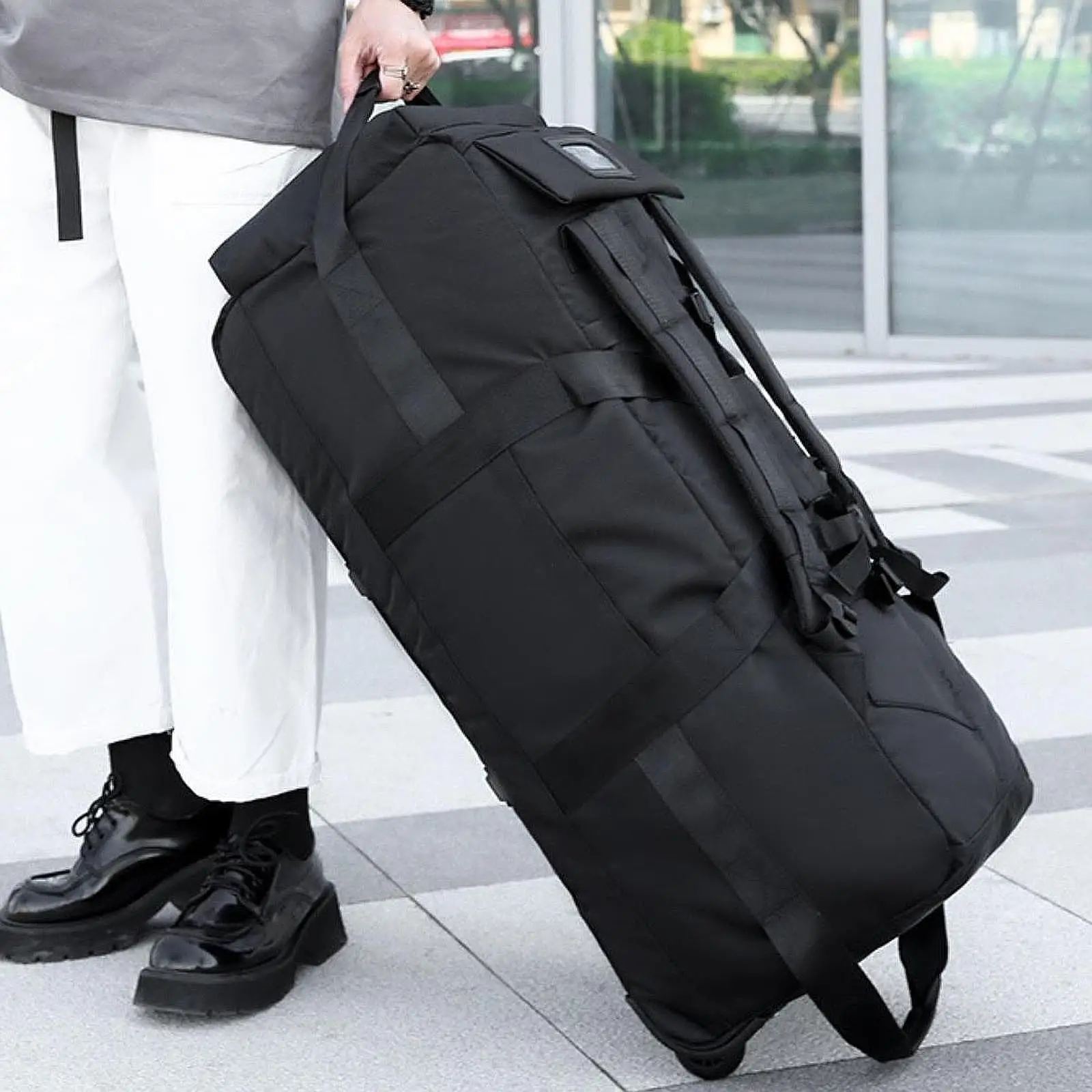 Rolling Duffel Bag Handbag Foldable Multifunction Heavy Duty 78L Luggage with