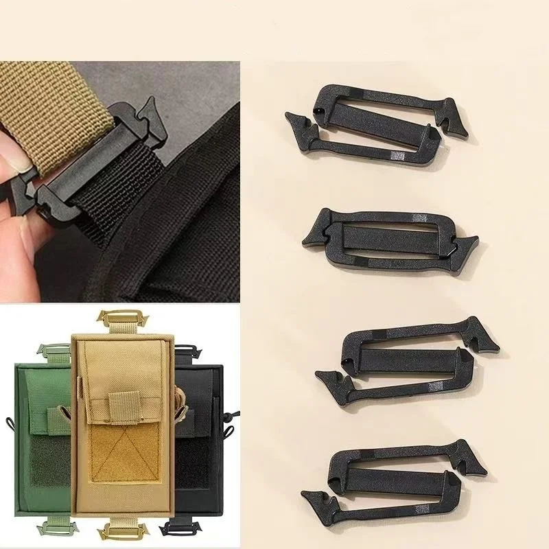 4 Pcs/Pack 25mm Black Quick Slip Keeper Slider Buckle End Clip For Molle Tactical Backpack Adjusting Strap Webbing